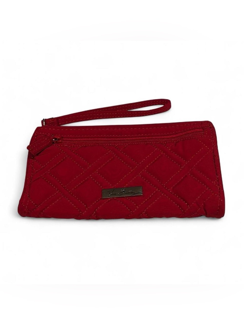 Vera Bradley red quilted wristlet wallet with zipper closure